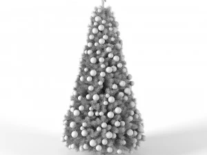 sapin de No&euml;l 9 pieds avec boules et lumi&egrave;res Modèle 3D