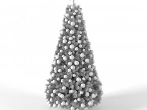 sapin de No&euml;l 9 pieds avec boules et lumi&egrave;res Modèle 3D