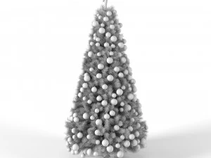 sapin de No&euml;l 9 pieds avec boules et lumi&egrave;res Modèle 3D