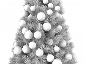 sapin de No&euml;l 9 pieds avec boules et lumi&egrave;res Modèle 3D