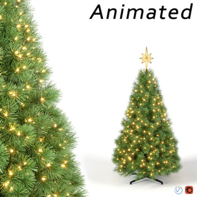 christmas tree with lightsanimated - 5 feet 3D-Modell .c4d .max .obj .3ds .fbx .stl .blend 