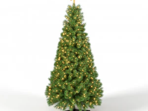 christmas tree with animated lights - 9 feet 3D Model