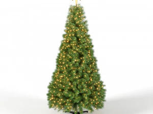 christmas tree with animated lights - 9 feet 3D Model