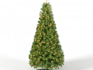 christmas tree with animated lights - 9 feet 3D Model