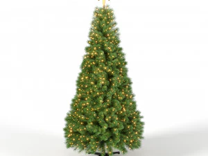 christmas tree with animated lights - 9 feet 3D Model