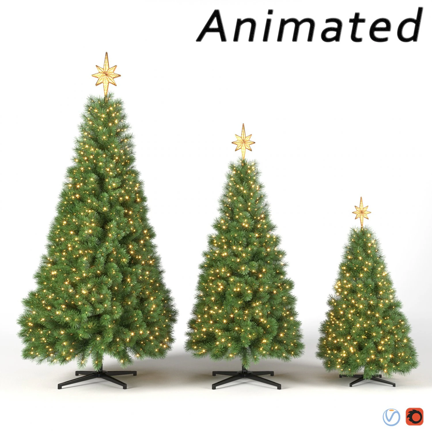 christmas tree with animated lights - set 1 3D Model .c4d .max .obj .3ds .fbx .stl .blend