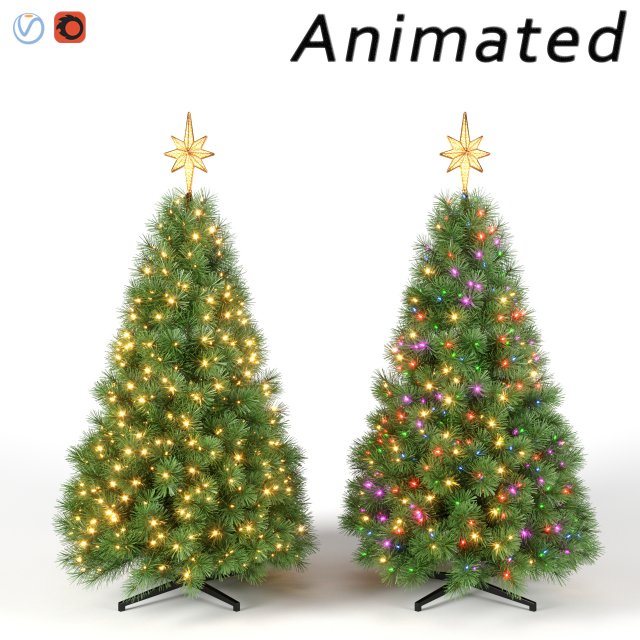 christmas tree with animated lights - set 2 3D 모델 .c4d .max .obj .3ds .fbx .stl .blend 