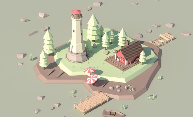 c4d lowpoly ing and rendering 3D Model .c4d .max .obj .3ds .fbx .stl .blend 