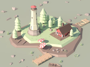 c4d lowpoly ing and rendering 3D Model