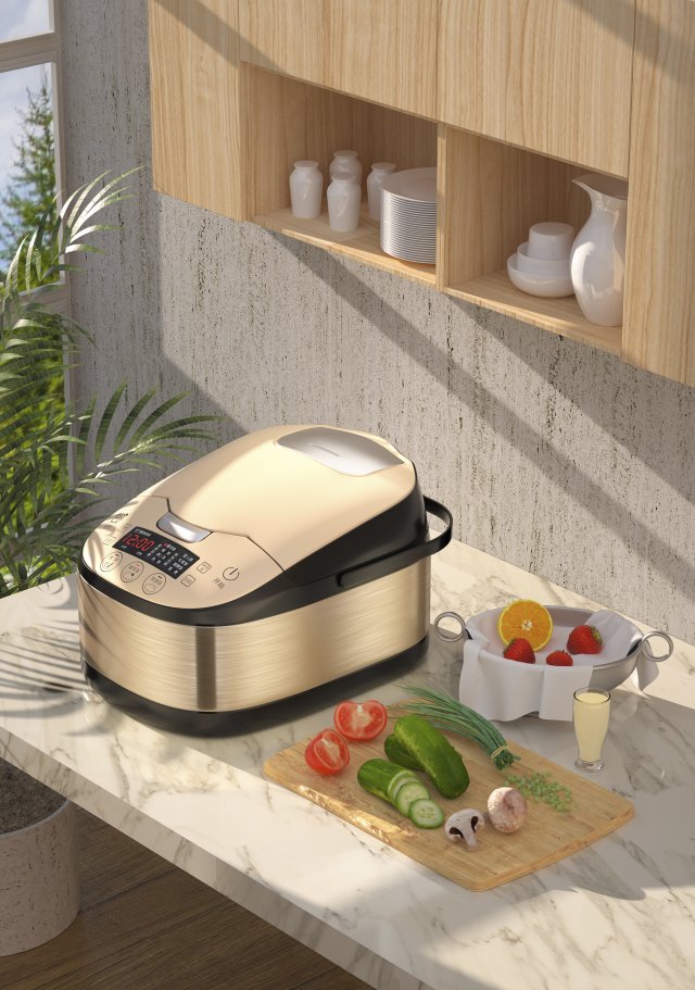 photographic rendering of rice cooker Modèle 3D .c4d .max .obj .3ds .fbx .stl .blend 