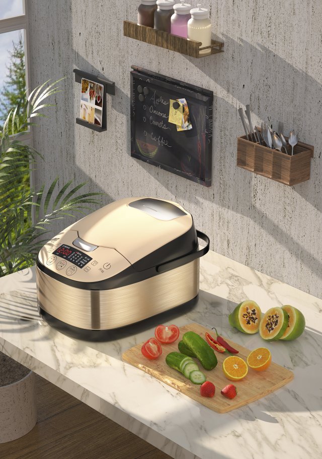 photographic rendering of rice cooker 3D Model .c4d .max .obj .3ds .fbx .stl .blend 