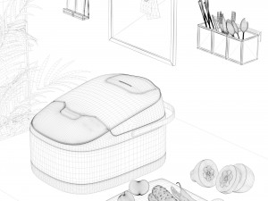 photographic rendering of rice cooker 3D Model