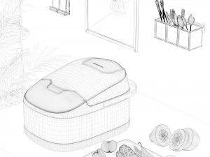 photographic rendering of rice cooker 3D Model