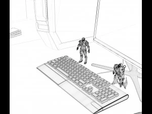 keyboard modeling and dark style rendering 3D Model