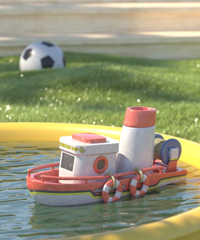 photo level rendering and modeling of toy boats 3D Model .c4d .max .obj .3ds .fbx .stl .blend 