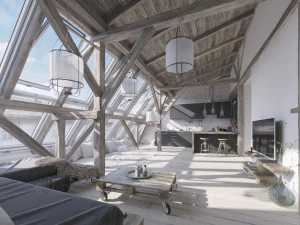 Innenmodellierung und Rendering auf Fotoebene 3D Modell