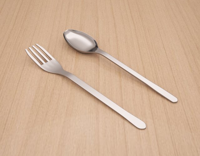 spoon and fork Modelo 3D .c4d .max .obj .3ds .fbx .stl .blend 