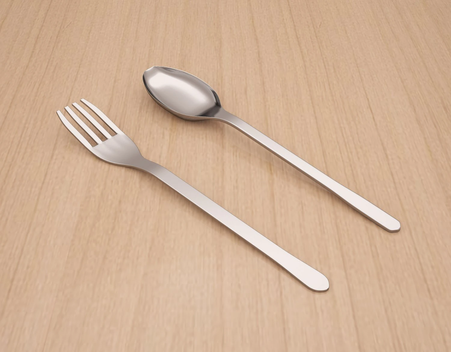 spoon and fork 3D Model .c4d .max .obj .3ds .fbx .stl .blend 