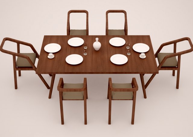 DINING TABLE SET Model 3D .c4d .max .obj .3ds .fbx .stl .blend 