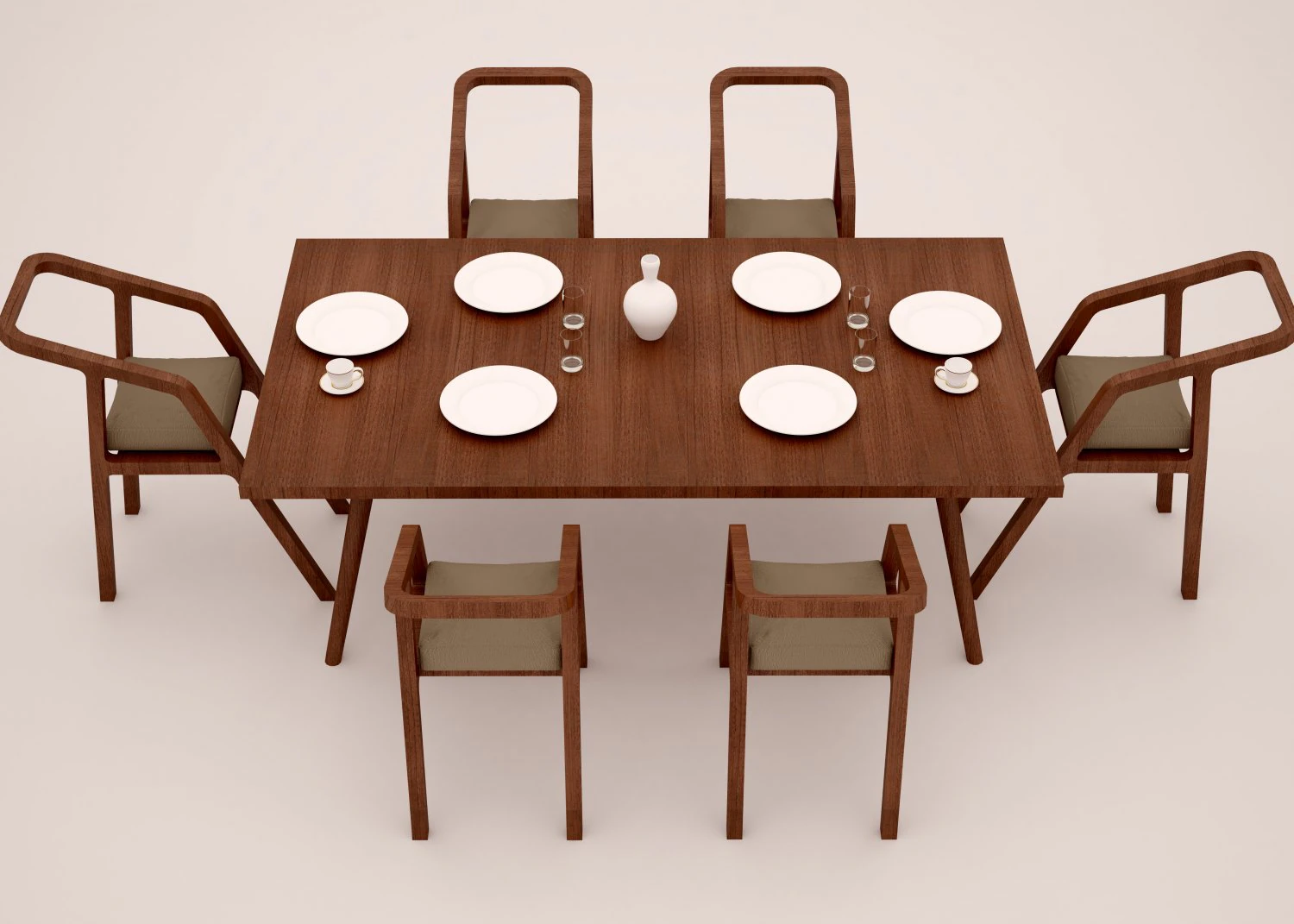 DINING TABLE SET 3D Model .c4d .max .obj .3ds .fbx .stl .blend