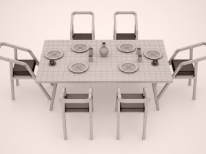 DINING TABLE SET Model 3D