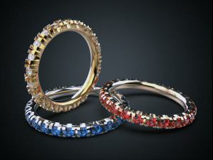 one row wedding gemstone ring 16-19 mm jewelry 3d printable model 3D Print Model