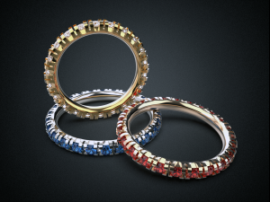 one row wedding gemstone ring 16-19 mm jewelry 3d printable model Modello di stampa 3D