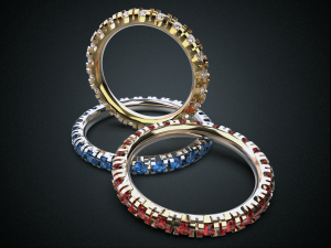 one row wedding gemstone ring 16-19 mm jewelry 3d printable model Modello di stampa 3D