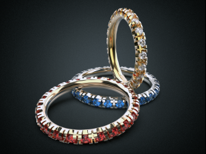 one row wedding gemstone ring 16-19 mm jewelry 3d printable model Modello di stampa 3D