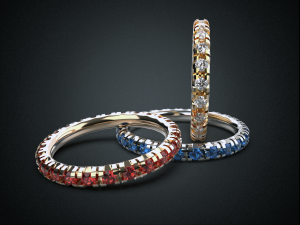 one row wedding gemstone ring 16-19 mm jewelry 3d printable model Modello di stampa 3D