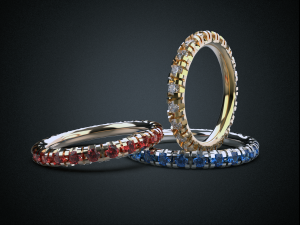 one row wedding gemstone ring 16-19 mm jewelry 3d printable model Modello di stampa 3D