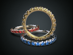 one row wedding gemstone ring 16-19 mm jewelry 3d printable model Modello di stampa 3D