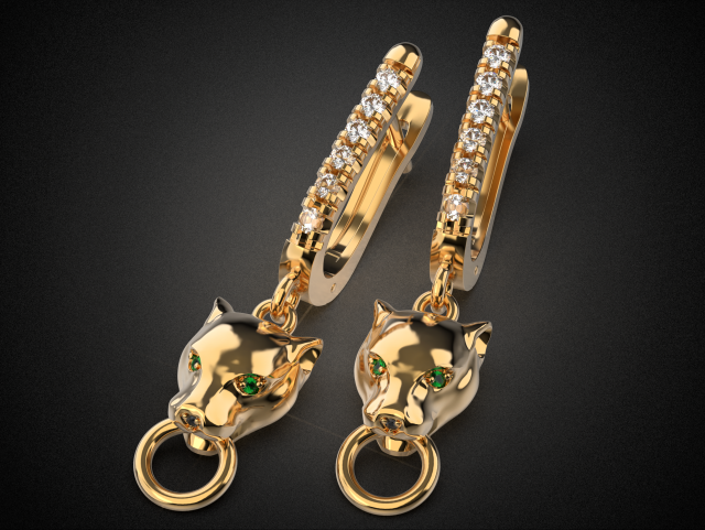panther gemstone earrings smooth e2 3d print model 3D प्रिंट मॉडल .c4d .max .obj .3ds .fbx .stl .blend