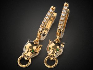 panther gemstone earrings smooth e2 3d print model 3D-printmodel