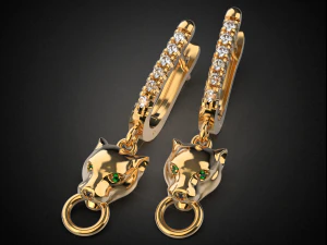 Panther-Edelstein-Ohrringe glatt e2 3D-Druckmodell 3D Druckmodell