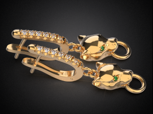 panther gemstone earrings smooth e2 3d print model 3D प्रिंट मॉडल