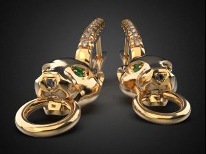 panther gemstone earrings smooth e2 3d print model 3D प्रिंट मॉडल