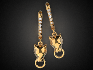 panther gemstone earrings smooth e2 3d print model 3D प्रिंट मॉडल