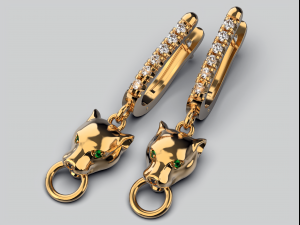 panther gemstone earrings smooth e2 3d print model 3D प्रिंट मॉडल