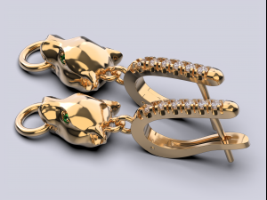 panther gemstone earrings smooth e2 3d print model 3D प्रिंट मॉडल