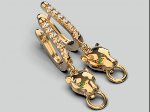 panther gemstone earrings smooth e2 3d print model 3D प्रिंट मॉडल
