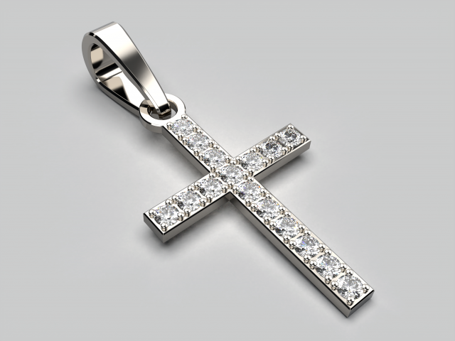 diamond cross necklace classic pendant 3d print model free Modelo de Impressão 3D .c4d .max .obj .3ds .fbx .stl .blend 