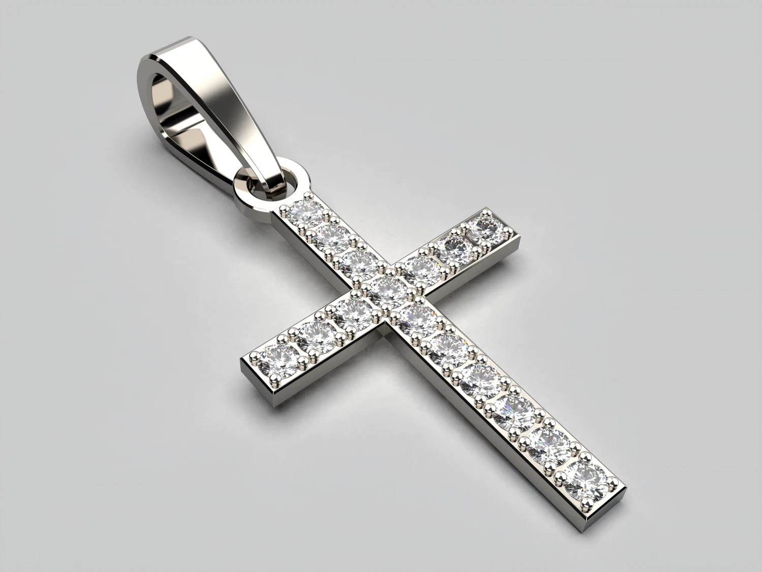 diamond cross necklace classic pendant 3d print model free 3D Print Model .c4d .max .obj .3ds .fbx .stl .blend 