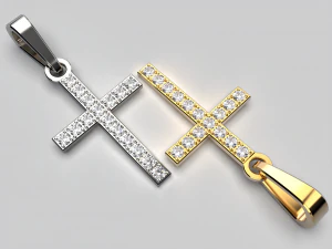 diamond cross necklace classic pendant 3d print model free 3D Print Model