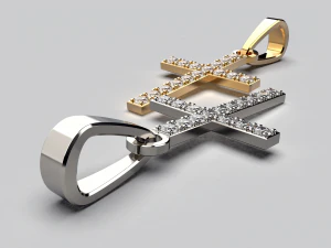 diamond cross necklace classic pendant 3d print model free 3D Print Model
