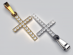 diamond cross necklace classic pendant 3d print model free Modelo de Impressão 3D