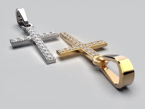 diamond cross necklace classic pendant 3d print model free 3D Print Model