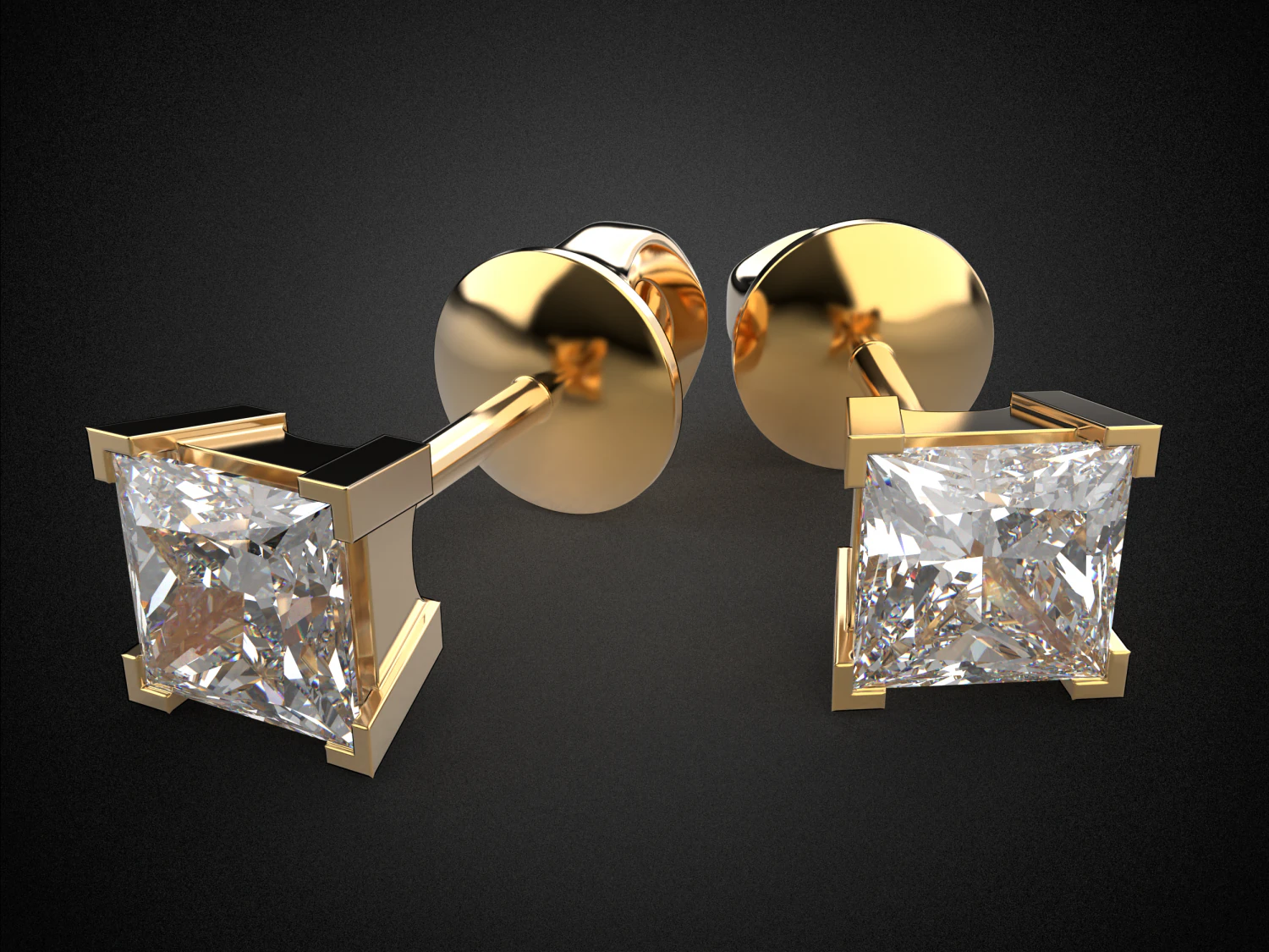 earrings studs gold e8 3d print model 3D Print Model .c4d .max .obj .3ds .fbx .stl .blend 