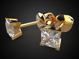 earrings studs gold e8 3d print model Model Cetak 3D