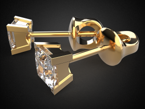 earrings studs gold e8 3d print model Model Cetak 3D